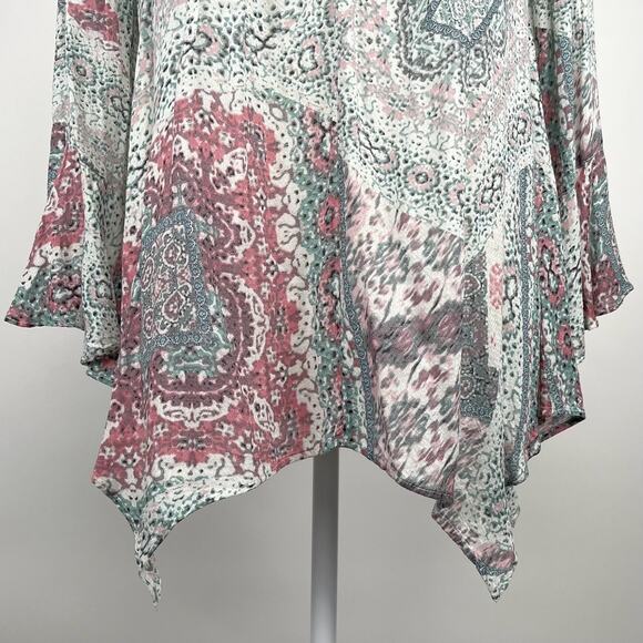 Haute Hippie Boho Peasant Patchwork Print Tunic Top XS Flowy Artsy Lagenlook - Picture 4 of 14